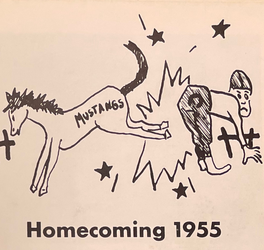 Illustration from the 1955-56 MV Yearbook section on Homecoming.