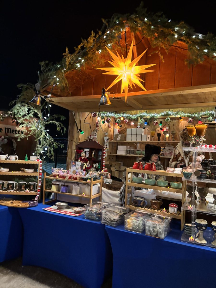 Market stall with handmade gifts at European Christmas Market